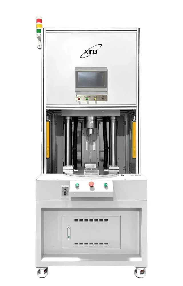 Automated four-column electric servo radial orbital riveting machine with multi-station rotary table